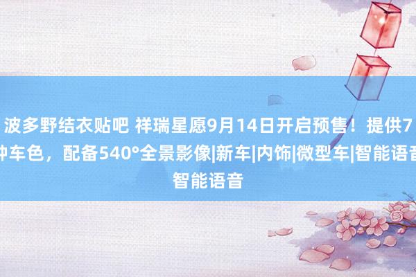 波多野结衣贴吧 祥瑞星愿9月14日开启预售！提供7种车色，配备540°全景影像|新车|内饰|微型车|智能语音