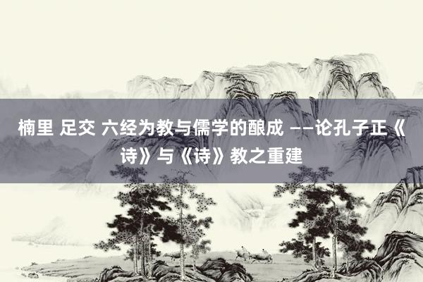 楠里 足交 六经为教与儒学的酿成 ——论孔子正《诗》与《诗》教之重建