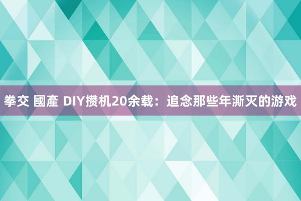 拳交 國產 DIY攒机20余载：追念那些年澌灭的游戏