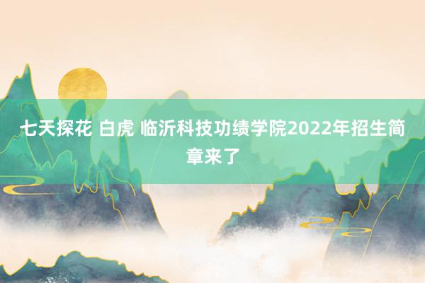 七天探花 白虎 临沂科技功绩学院2022年招生简章来了